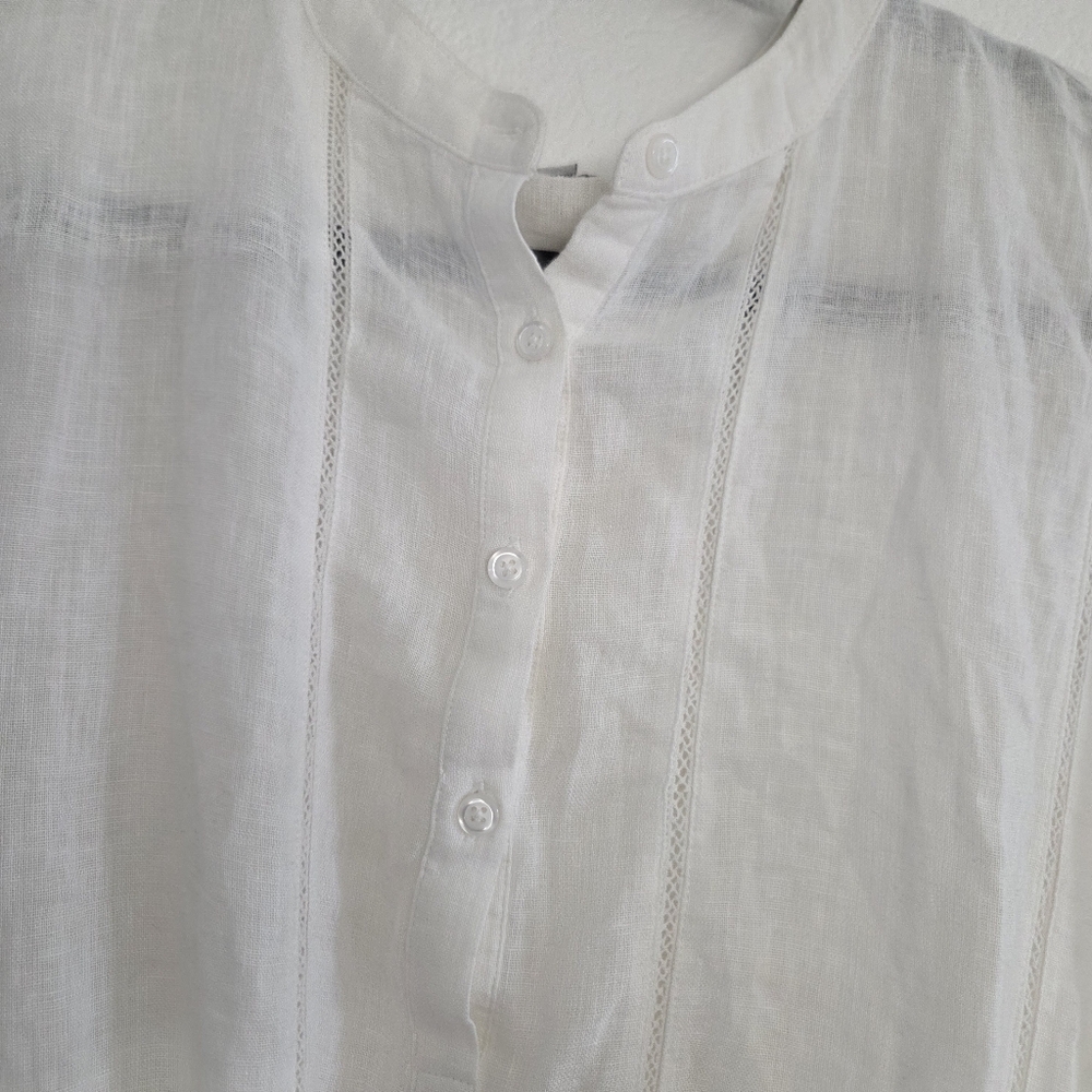 Rails Angelina White Lace Detail Dress Linen Rayon Womens Size Medium - Picture 7 of 12